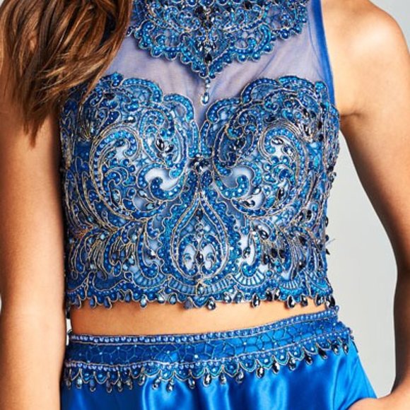 NEW Unique Short Junior Prom 2-piece Cruise Formal Dress, POCKETS Skirt & Top - Picture 2 of 7